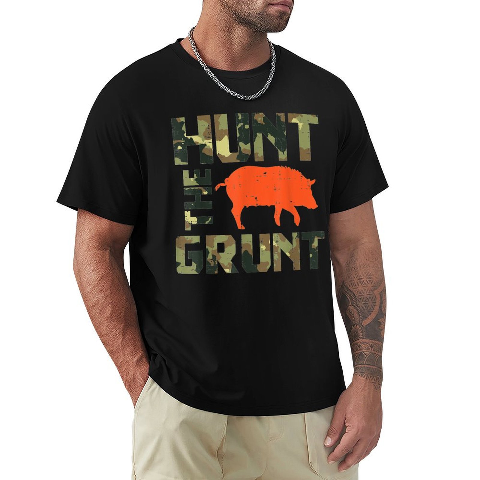 Wildman Hunting & Outdoor Photos - Camo Hunt The Grunt Hog Vintage