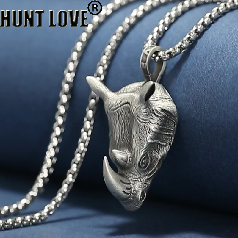 1Pcs Pure Tin Rhino Head Penda - Wildman Hunting & Outdoor Photos review and price