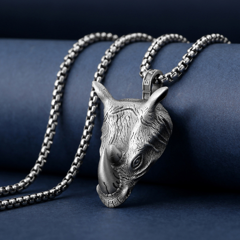 1Pcs Pure Tin Rhino Head Penda - Wildman Hunting & Outdoor Photos review and price