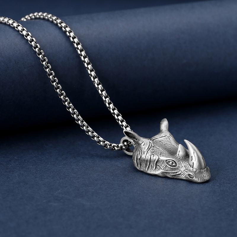 1Pcs Pure Tin Rhino Head Penda - Wildman Hunting & Outdoor Photos review and price